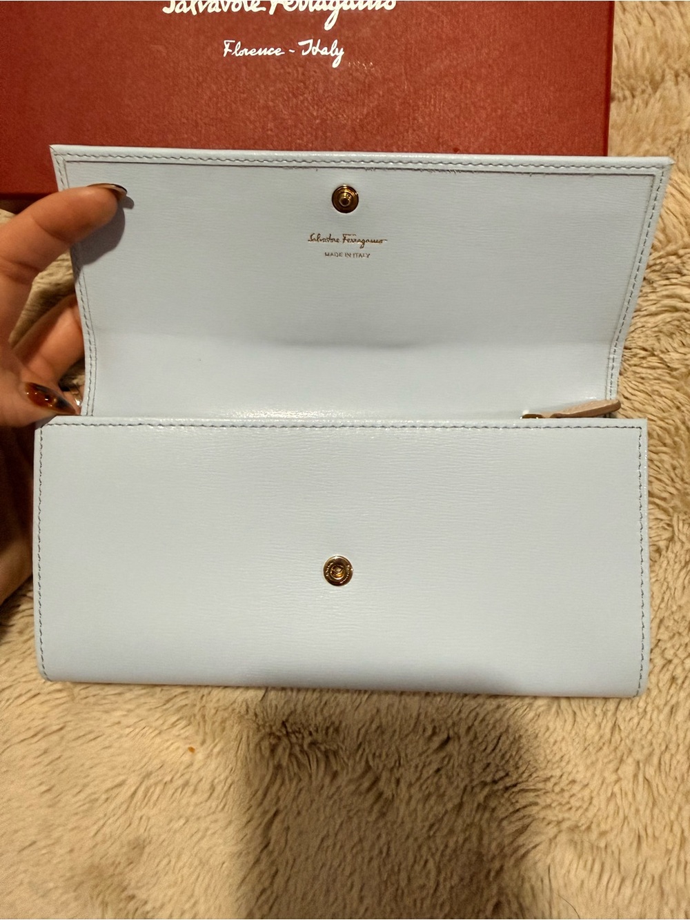 Salvatore Ferragamo Pale Blue Leather Gancini Continental Wallet - Picture 3 of 5